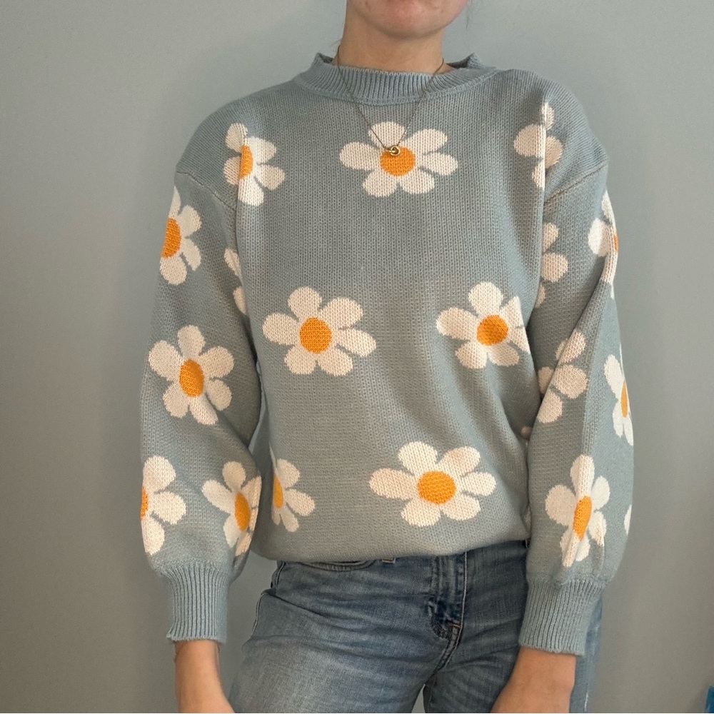 Blue Daisy Sweater